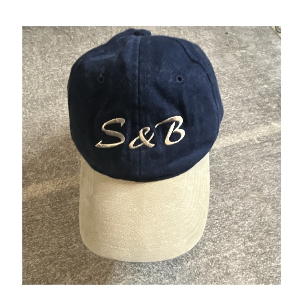 S&B Kingsport Tennessee Navy Beige Adjustable Baseball Cap 100%Cotton Vintage